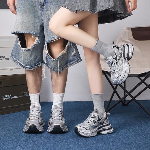 ZHR则则银色厚底老爹鞋春秋新款耐磨轻便运动鞋时尚百搭休闲鞋 商品图0