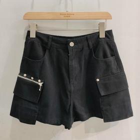 N双口袋配拉链工装短裤（黑）夏季 152060130321