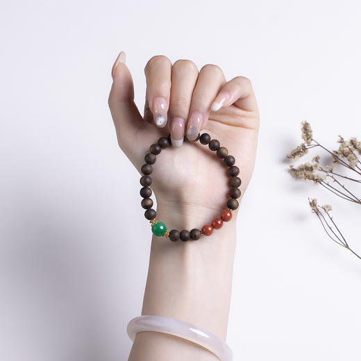 xy0504沉香+碧玉南红好运三连手串 商品图7