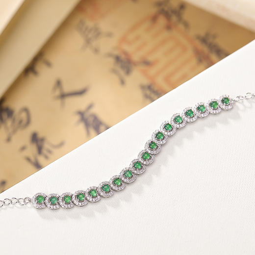 【疏影清浅】S925纯银翡翠圆珠连珠手链【CW-SL11774】 商品图1