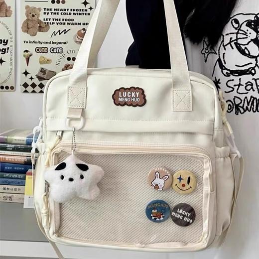 【开学季🔥学院风少女双肩包包】ins超可爱大容量，拉链大口袋，防泼水面料，内里隔层和贴袋，大容量吧唧痛包日系百搭高颜值单肩斜挎包QQ 商品图3