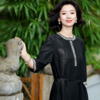 西子/卷香云龟裂纹香云纱桑蚕丝重工刺绣收腰连衣裙/CQSJ001 商品缩略图2