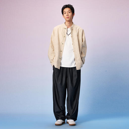 NPC潮牌周年【限定】亚麻棉混纺【八方纳财】盘扣衬衫男复古NP57SH20 商品图1
