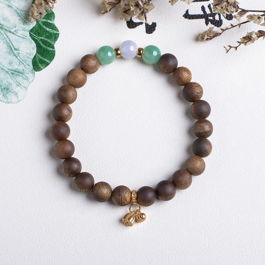 xy0508沉香+翡翠莲蓬小坠手串 商品图0