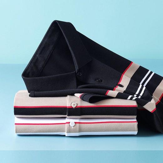 春夏新款轻商务男士短袖t恤polo衫华夫格翻领条纹男士T恤   PSL-2230 商品图2