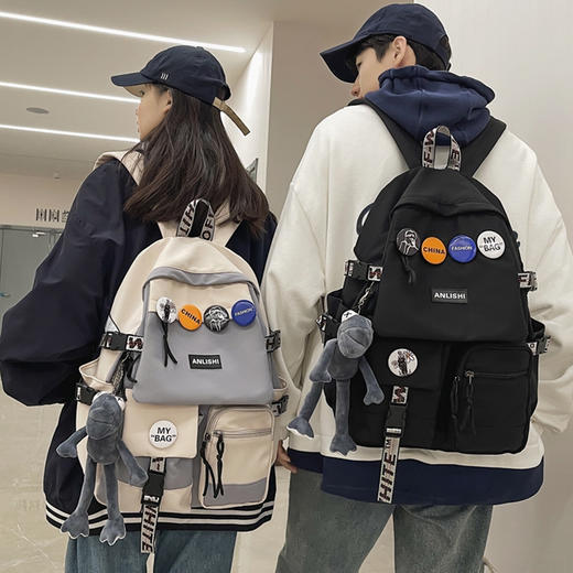 书包女大学生韩版高中旅行双肩包男初中生ins日系大容量电脑背包 商品图0