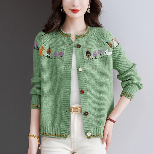 CC-5831粗线毛衣开衫春秋外搭大码女装2025新款女士提花针织外套洋气时髦 商品图0