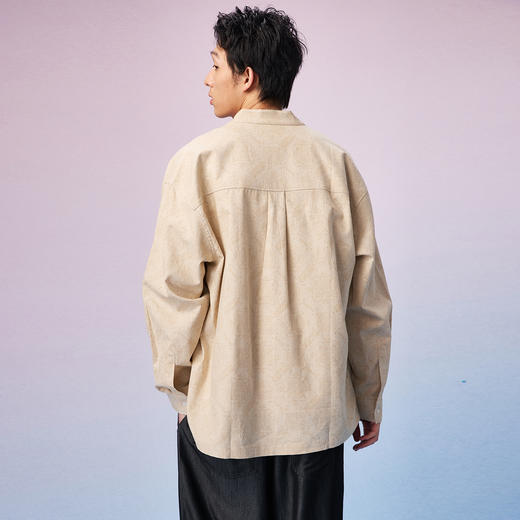 NPC潮牌周年【限定】亚麻棉混纺【八方纳财】盘扣衬衫男复古NP57SH20 商品图3