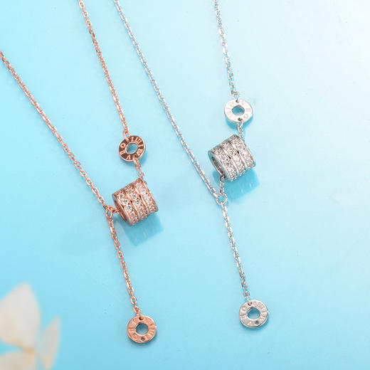 情人节礼物！【时尚小蛮腰！锁骨链百搭时尚~】S925银小蛮腰镶钻项链礼盒装 女生百搭高级感 吊坠时尚锁骨链 七夕情人节送女友礼物-QB 商品图1