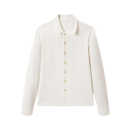 NPC潮牌立体华夫格翻领单排扣针织衬衫男宽松落肩廓形秋NP57SH14 商品图5