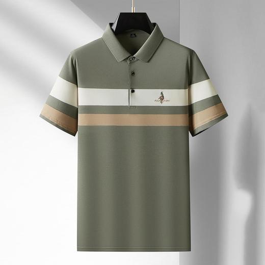 男士POLO衫夏季新款高品质精美绣花条纹短袖上衣    PSL-PSL7397 商品图0