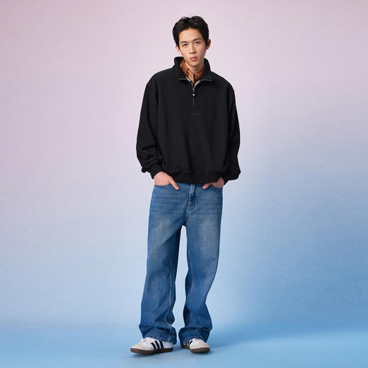 NPC潮牌后颈抽绳半开襟拉链卫衣男立领秋新款宽松口袋NP57ST15 商品图1