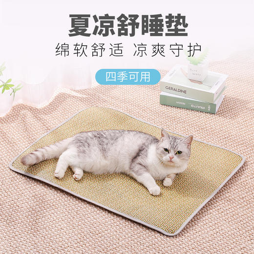 狗狗夏季用猫咪凉垫夏天宠物冰垫凉席狗垫子四季通用睡垫狗窝草席 商品图0