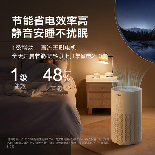 海尔空气净化器家用室内除甲醛除苯除异味卧室宠物吸毛消毒杀菌除过敏原除粉尘除烟味KJ320F-Q3U1 商品图7