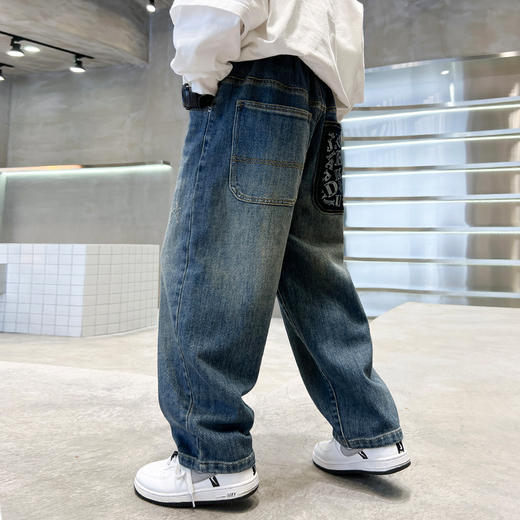 男童牛仔裤秋季2025新款儿童帅气中大童春秋款宽松百搭直筒长裤潮 商品图6