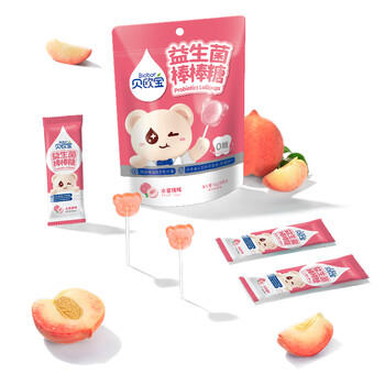 贝欧宝 益生菌棒棒糖 42g 水蜜桃味 0糖 儿童营养糖果 儿童零食 /休闲食品 /糖果 /棒棒糖 商品图1