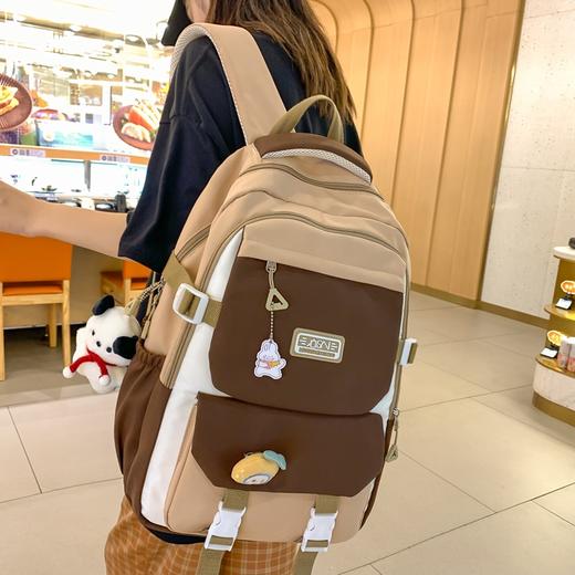 书包女校园风日系女生初中高中生大容量双肩包韩版大学生撞色背包 商品图1