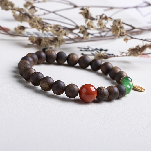 xy0506沉香+南红碧玉平安多财手串 商品图1