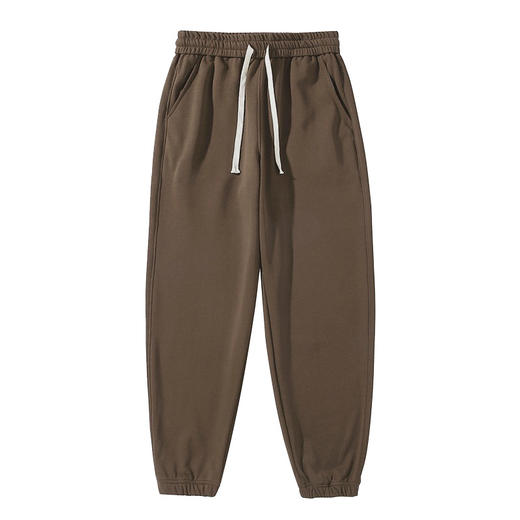 8色可选！【380G华棉卫裤！耐洗不易变形，裤腿收身利索！】重磅华棉运动长裤 男士潮流纯色小脚收口卫裤 灰色拉链束脚休闲裤子-QB 商品图9