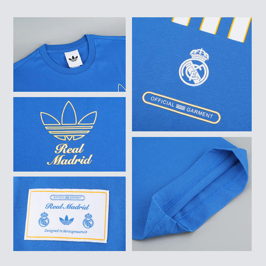 小李子正品ADIDAS阿迪达斯皇马复古风文化短袖T恤成人男JM2123 商品图3