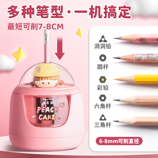 <有书独家>【升级刀片更耐用❗️咔巴熊电动削笔器】开学季高颜值萌趣公仔头，电动省力结构，2.0钨钢刀头削笔轻松更耐用，小学生按压创意升级铅笔刀，卡通儿童安全文具速削削笔刀L 商品图3