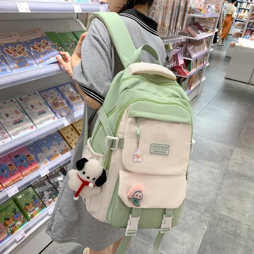 书包女校园风日系女生初中高中生大容量双肩包韩版大学生撞色背包 商品图5