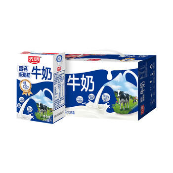 光明 低脂高钙牛奶250ml*24盒 增加30%钙整箱送礼佳品家庭分享装 /水饮冲调 /常温奶 /基础牛奶 商品图6