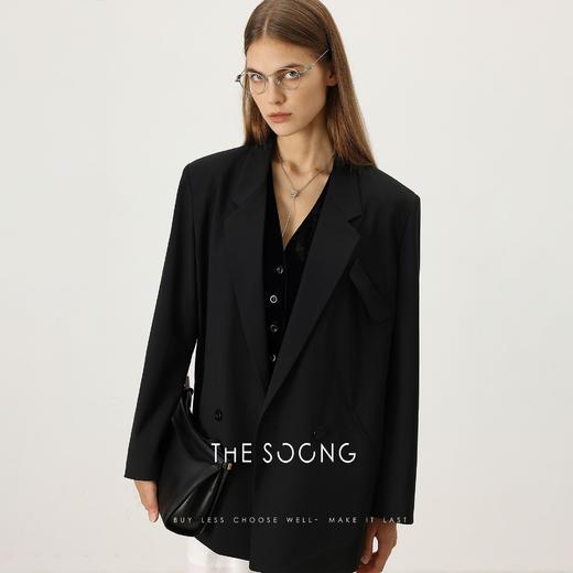 THESOONG|"宽肩西装"羊毛轻柔细腻廓形宽松西装领外套HBWT7454 商品图1