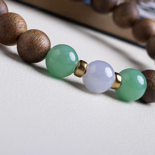 xy0508沉香+翡翠莲蓬小坠手串 商品图5