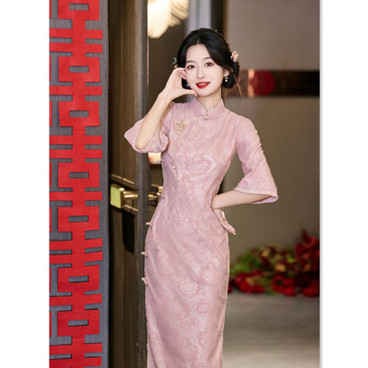 SYK11511蕾丝提花年轻款旗袍2025秋新款修身优雅民国风日常可穿高级感旗袍 商品图0