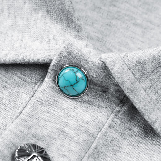 NPC潮牌仿【绿松石】纽扣腰果花刺绣长袖polo衫男空气层秋NP57TL44 商品图2