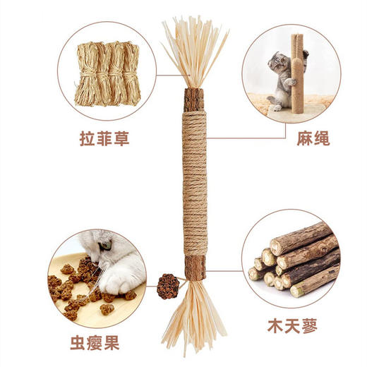 抖音爆款猫咪磨牙棒玩具木天蓼洁齿棒猫薄荷逗猫棒拉菲草啃咬棒 商品图1