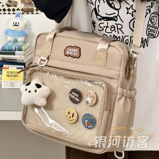 【开学季🔥学院风少女双肩包包】ins超可爱大容量，拉链大口袋，防泼水面料，内里隔层和贴袋，大容量吧唧痛包日系百搭高颜值单肩斜挎包QQ 商品图9