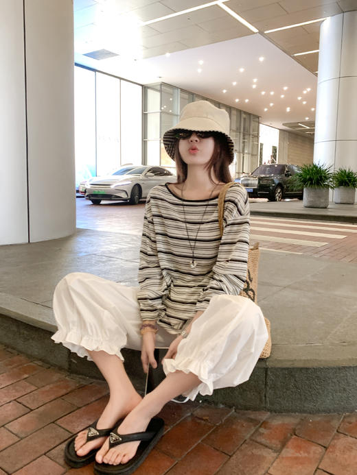 <曾小咸推荐>小个子高腰休闲垂感九分灯笼裤子 商品图5