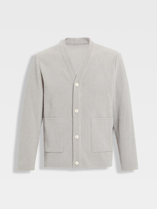 callisto浅暖调海豚灰V领开衫外套 商品图0