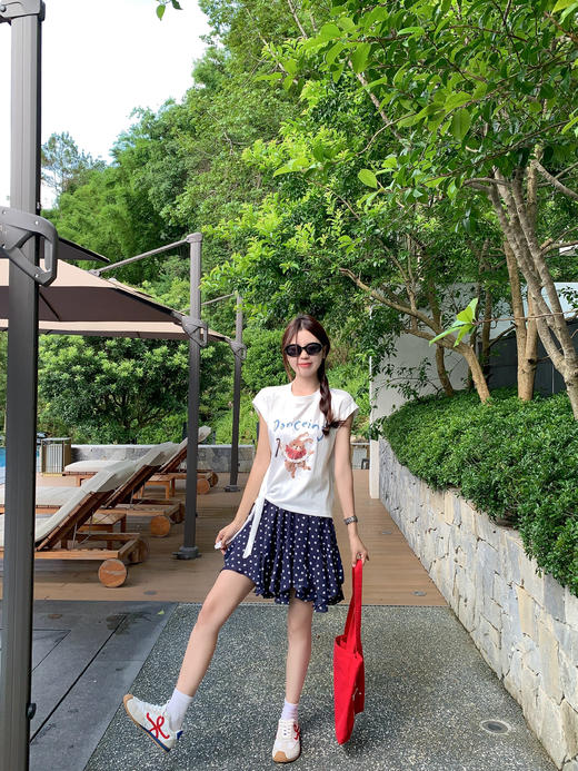 【110元任选2件】最后一波现货！米白色绑带小飞袖短袖 or 藏蓝色波点百褶裙 商品图7