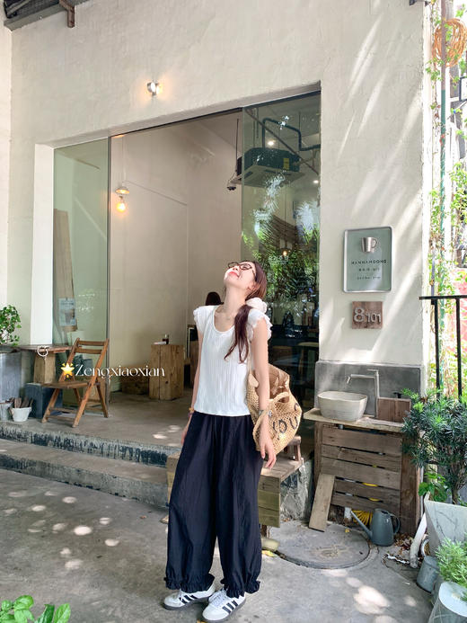 <曾小咸推荐>小个子高腰休闲垂感九分灯笼裤子 商品图7