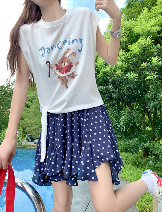 【110元任选2件】最后一波现货！米白色绑带小飞袖短袖 or 藏蓝色波点百褶裙 商品图5