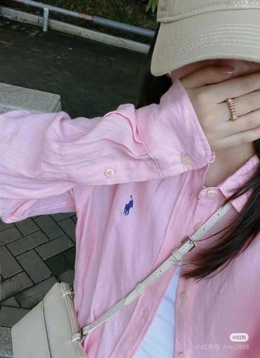 L@uren拉夫原版刺绣小战马亚麻衬衫 商品图1