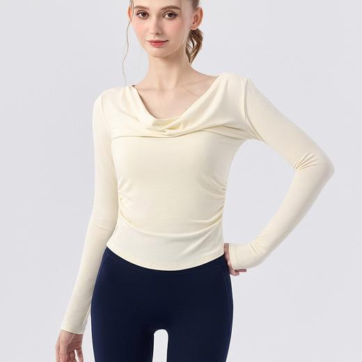 高级感  性感荡领 纯欲正肩百搭显瘦打底衫瑜伽服女BMMZ-388 商品图3