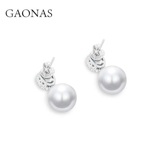 GAONAS  经典12mm帕拉白色珠耳环11523EW 商品图2