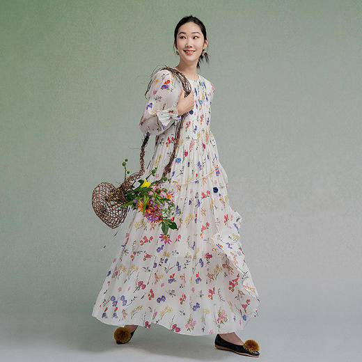 【林栖设计小店】【现货】【手工钩花】婴儿棉连衣裙裙印花2025秋季新款花仙子长裙女1953072 商品图2