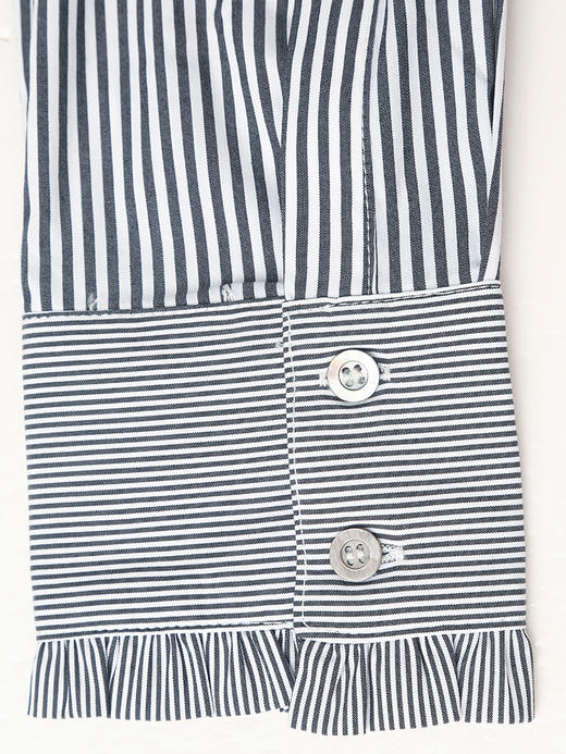 法式复古风！条纹拼接衬衫 立领 + 木耳边细节 优雅又小众 商品图4