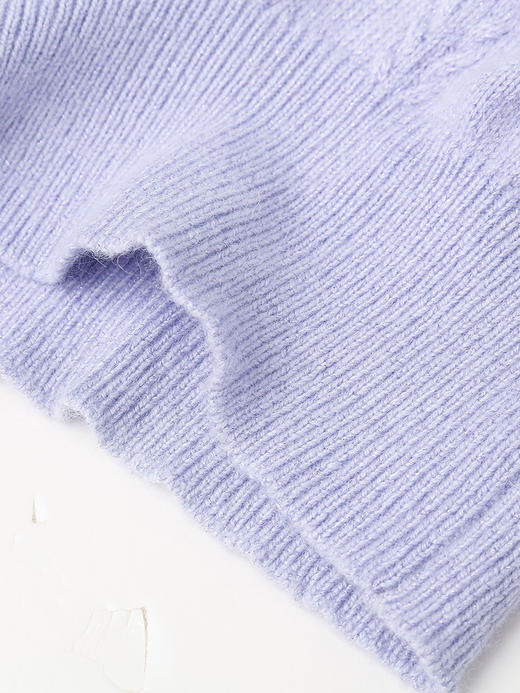 浅紫色短袖毛衣女 圆领短款收腰设计 温柔风针织上衣 商品图4