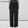 天猫同步【凉爽亚麻裤】拉夏贝尔/La Chapelle松紧腰系带休闲裤女黑色显瘦垂感百搭直筒2025新款裤 商品缩略图4