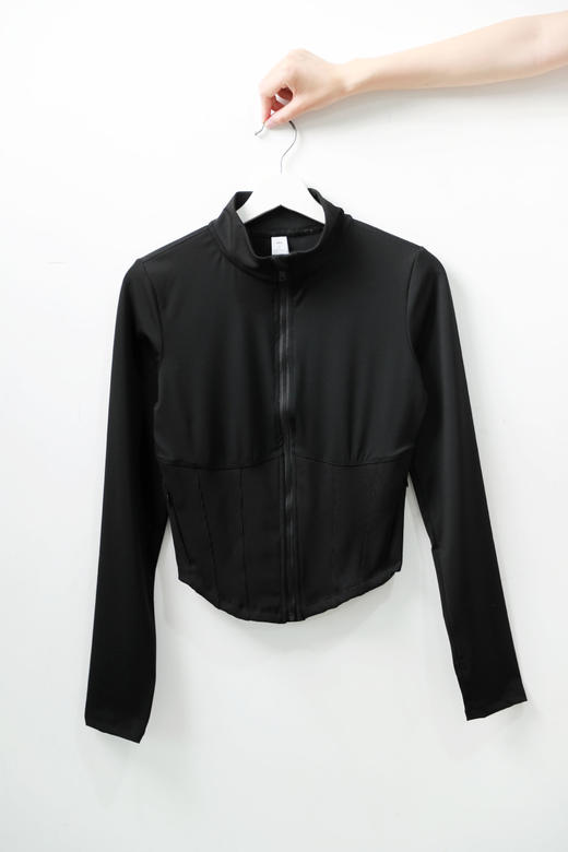 鱼骨束腰设计，全拉链+半拉链一起。很迷人很好看瑜伽上衣C081066 商品图7