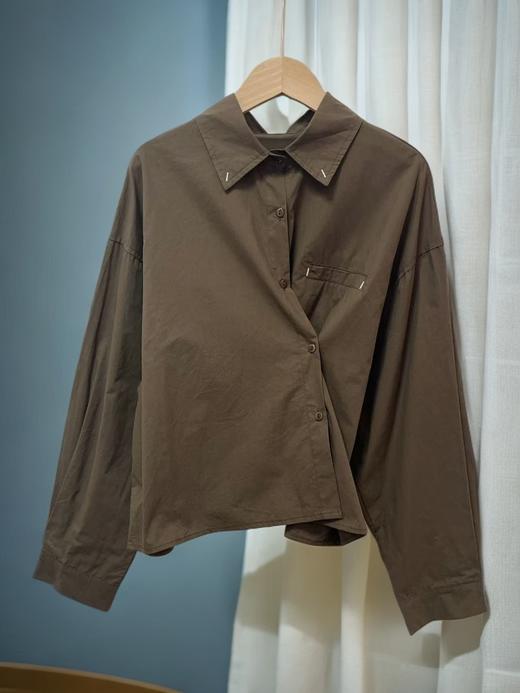 【早秋特卖】短款咖色全棉衬衫-喜出 商品图4