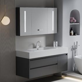 8048-70/80/90/100全白 轻奢岩板浴室柜