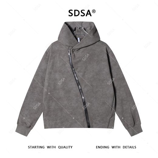 WY1014SDSA男士卫衣2025新款轻奢痞帅男装简约斜拉链连帽上衣网红款衣服 商品图1