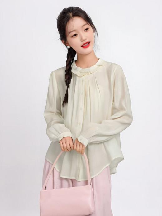 【早秋特卖】8013夏季薄款压皱领气质防晒长袖小衫-喜出 商品图1